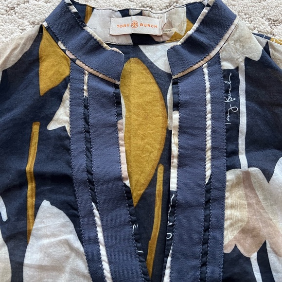 Tory Burch Floral Long Sleeve Tunic Sz 4 - Picture 2 of 6